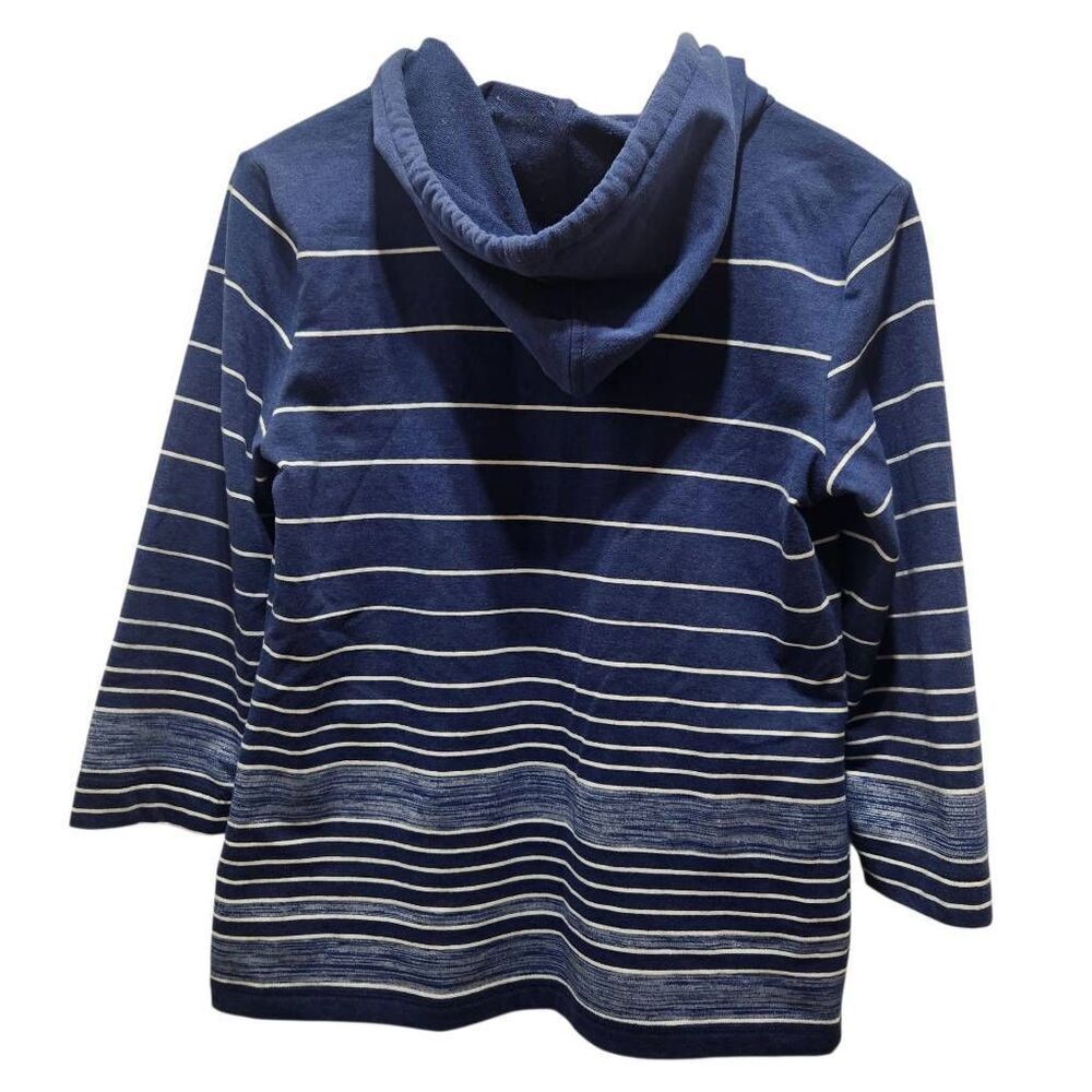 T by Talbots full zip hoodie blue white stripe small - Picture 3 of 7
